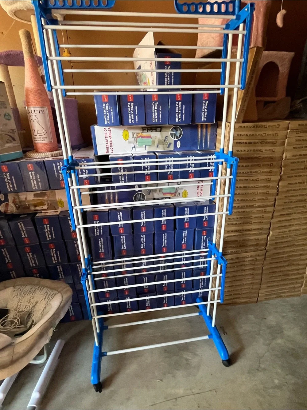 Blue & White Foldable Clothes Drying Rack - Home Storage & Organization